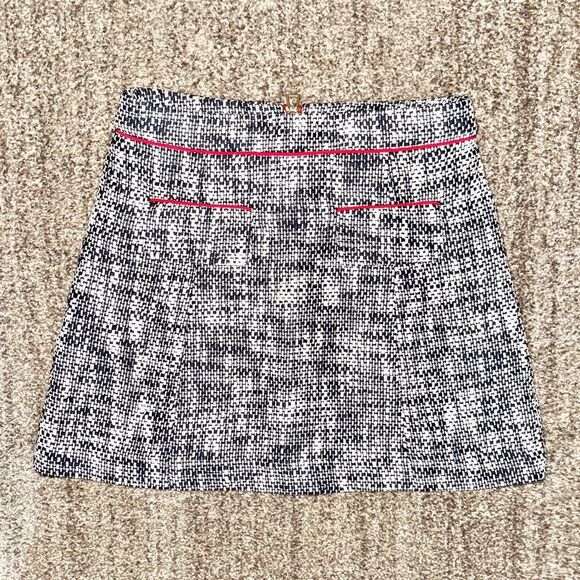 Sable to Sable STS Women's Blue White Tweed Skirt Red Trim Size 2 - Picture 3 of 11